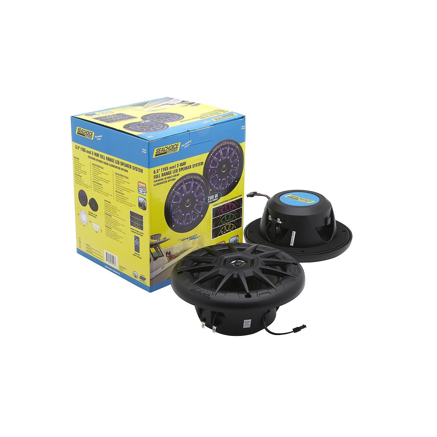 Seachoice MRGB65SC 72108 6-1/2" 2-Way Full Range Speakers with LED Lights
