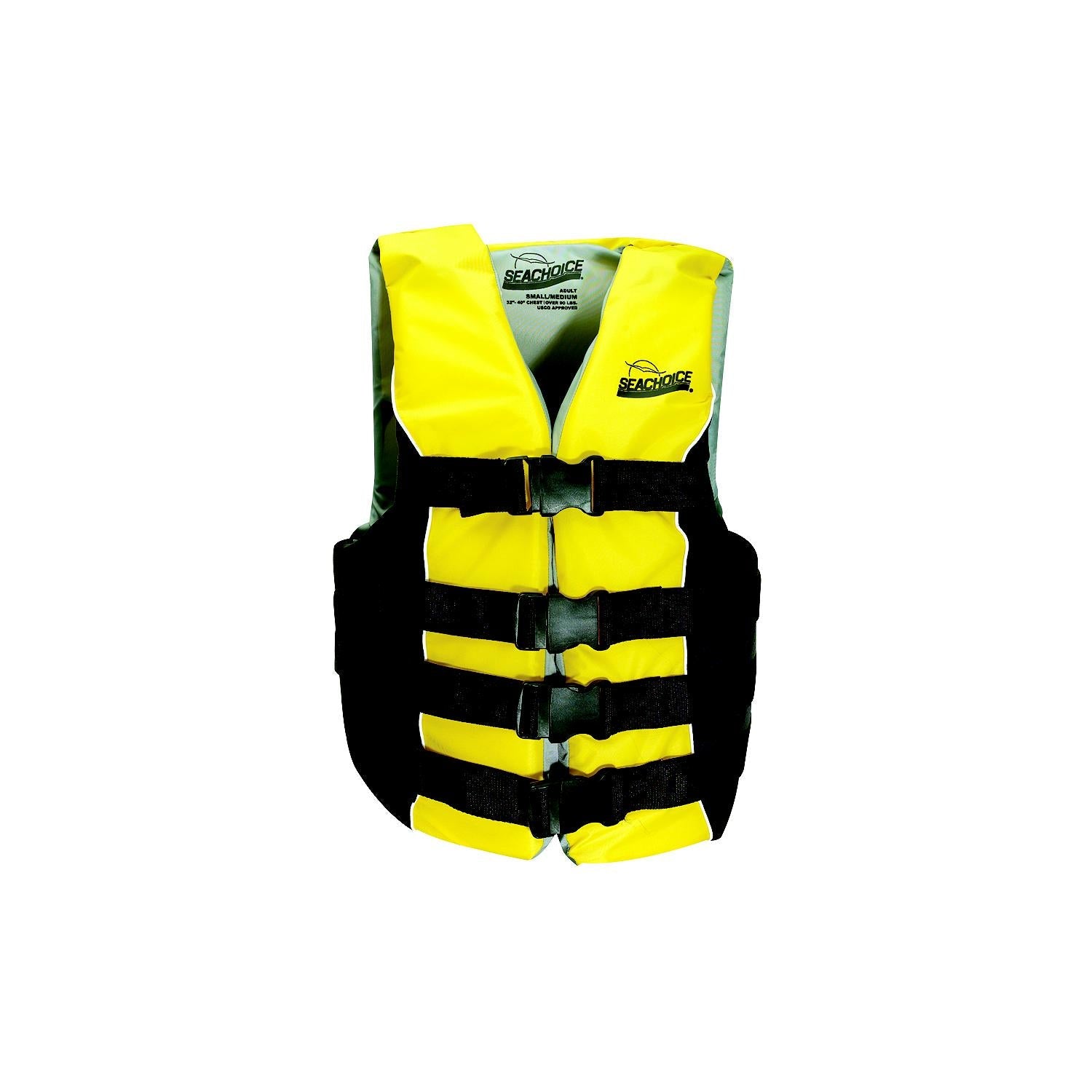 Seachoice 50-86430 Deluxe 4-Belt Ski Vest Yellow/Black, XXL/XXXL