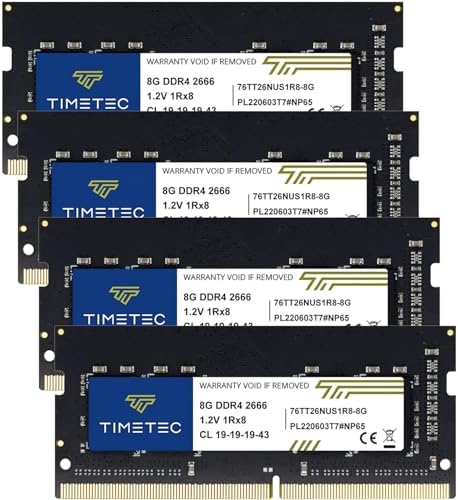 Timetec Elite DDR4 32GB Kit (2 x 16GB 2666MHz (DDR4-2666 PC4-21300 CL19 Non-ECC Unbuffered 1.2V 2Rx8 Dual Rank 260 Pin SODIMM Laptop Notebook PC Computer Memory RAM Upgrade