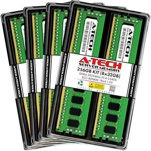 A-Tech 64GB Kit (2x32GB DDR4 2666MHz PC4-21300 ECC RDIMM 2Rx4 Dual Rank 1.2V ECC Registered DIMM 288-Pin Server & Workstation RAM Memory Upgrade Modules (A-Tech Enterprise Series