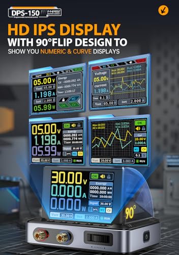 FNRSI【Upgraded DPS-150】DC Power Supply Variable with 100W Fast Charger, 0-30V 0-5A Adjustable DC CNC Power Supply, Power Ripple <20mV, PD/QC/DC Input with IPS Display, PC Programmable Power Supply