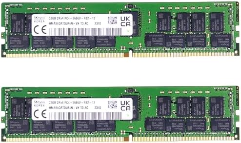 Timetec Hynix Original 64GB KIT(2x32GB DDR4 2666MHz PC4-21300 Registered ECC 1.2V CL19 2Rx4 Dual Rank 288 Pin RDIMM Server Memory Ram Module Upgrade (64GB KIT(2x32GB