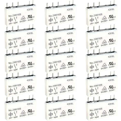 15-Pack NO.2961105 5-Pin Relay - 24VDC 6A SPDT Miniature Power Relay - DIN Rail Compatible for Industrial Panels & Phoenix Contact-Compatible Systems|B0D93SJJND