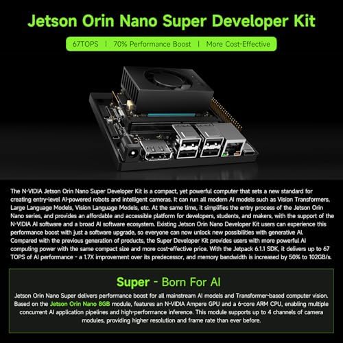 Waveshare Jetson Orin Nano Super AI Development Kit for Embedded and Edge Systems, with 8GB Memory Jetson Orin Nano Module