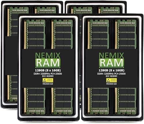 NEMIX RAM 256GB (4X64GB DDR4 3200MHZ PC4-25600 2Rx4 1.2V CL22 288-PIN ECC RDIMM Registered Server Memory KIT Compatible with Dell PowerEdge T550 Tower