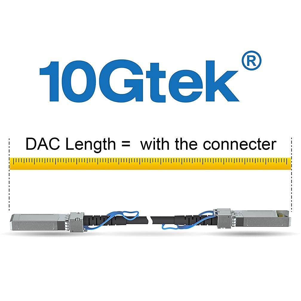 10Gtek 10G SFP+ DAC Cable - 10GBASE-CU Passive Direct Attach Copper Twinax SFP Cable for Cisco SFP-H10GB-CU0.3M, Meraki MA-CBL-TA-0.3M, Fortinet, Ubiquiti UniFi, D-Link, 0.3-Meter(1ft)
