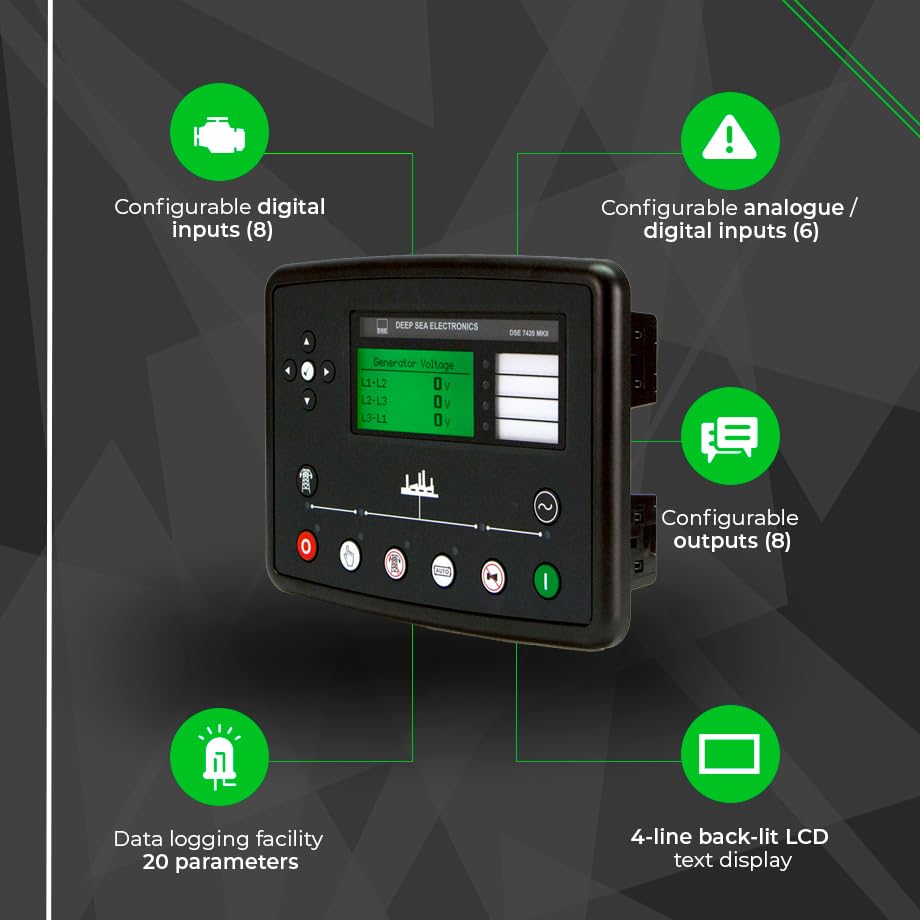 Thunder Parts DSE7420 MKII Original - Made in UK | Auto Start Control Module | Built-in SNMP & Web Server Features | Diesel or Gas Applications | DSE7420-03