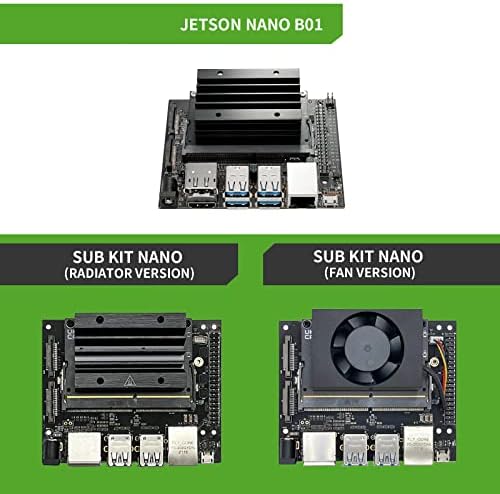 Jetson Nano Kit with SD Slot,Based on N-VIDIA Jetson Nano SOM onboard 16GB EMMC for AI Machine Learning(Fan Cooling