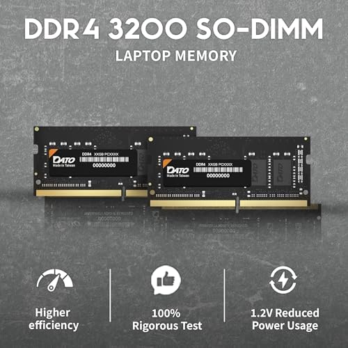 DATO 8GB RAM DDR4 3200MHz PC4-25600 CL22 SODIMM 1.2V 260-Pin Non-ECC SODIMM Laptop Notebook Memory Module