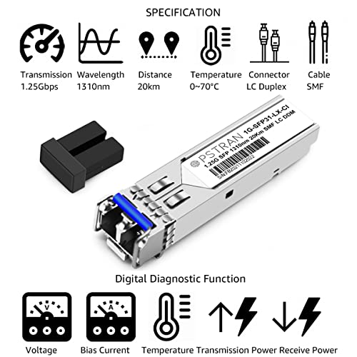 1000BASE-SX SFP Optical Transceiver Module Compatible with HPE Aruba J4858D J4858DCM JL745A Q8N53A ProCurve J4858C J4858B J4858A 850nm 550m DDM Duplex LC MMF 10pcs/Pack