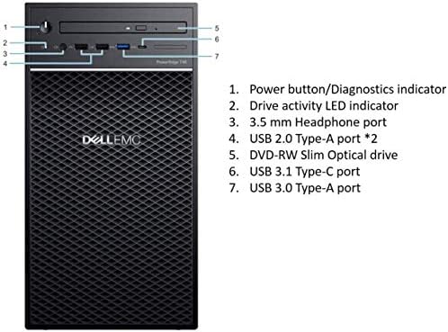 Dell PowerEdge T40 Server, BTX Intel Xeon E-2224G 3.5GHz, 8GB 2666MT/s DDR4, 1TB 7.2K RPM SATA, Windows Server License is not Included