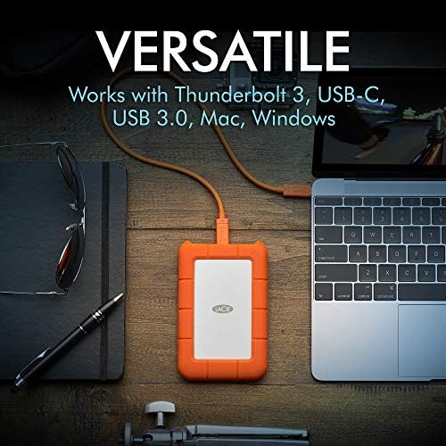 LaCie Rugged USB-C 2TB External Hard Drive Portable HDD – USB 3.0 compatible, Drop Shock Dust Rain Resistant, for Mac and PC Computer Desktop Workstation Laptop, 1 Month Adobe CC (STFR2000800