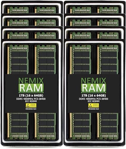 NEMIX RAM 32GB (1X32GB DDR5 4800MHZ PC5-38400 2Rx8 1.1V CL40 288-PIN ECC RDIMM Registered Server Memory Compatible with Dell PowerEdge R760 Rack Server