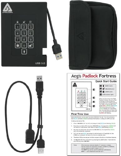 Apricorn 2TB Aegis Padlock USB 3.0 and Fortress FIPS 140-2 Encrypted Hard Drives with PIN Access