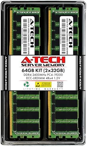 A-Tech 64GB Kit (2x32GB DDR4 2400MHz PC4-19200 ECC LRDIMM 4Rx4 Quad Rank 1.2V Load Reduced DIMM 288-Pin Server RAM Memory Upgrade Modules (A-Tech Enterprise Series