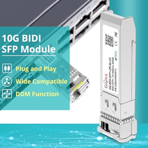 10GBASE-BX60-UD BiDi SFP+ Module, TX 1270nm/1330nm, RX 1330nm/1270nm, 60km DOM Simplex LC/UPC SMF Optical Transceiver Networking Mini Gbic for Dell GP-SFP-10GBX-U-60/ GP-SFP-10GBX-D-60
