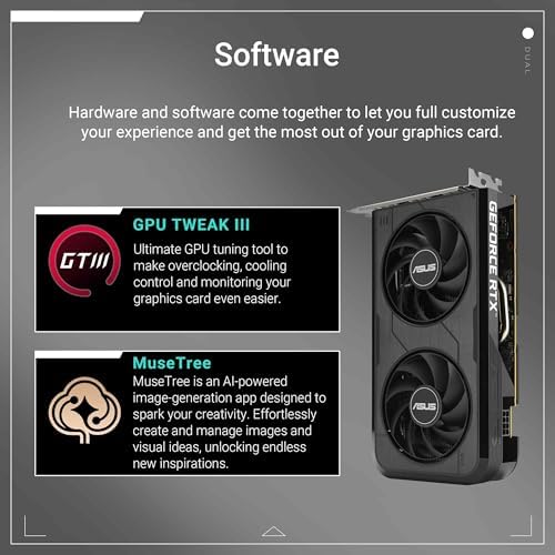 ASUS Dual NVIDIA GeForce RTX 3050 6GB OC Edition Gaming Graphics Card - PCIe 4.0, 6GB GDDR6 Memory, HDMI 2.1, DisplayPort 1.4a, 2-Slot Design, Axial-tech Fan Design, 0dB Technology, Steel Bracket