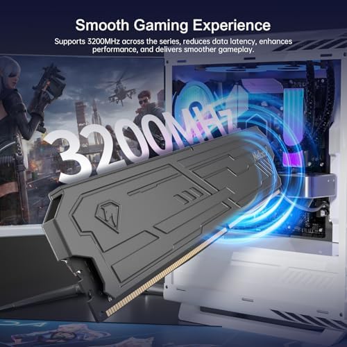 DDR4 DRAM 32GB Kit (2x16GB 3200MHz XMP 2.0 Dual Channel RAM CL16 (PC4-25600 1.35V 288-Pin Upgraded Aluminum Heat Sink Ideal for Gaming Computer Upgrade - Shadow III Series Black