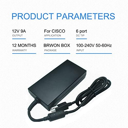 New 12V 9A 108W AC Power Supply Adapter Fit for Cisco PWR-4320-AC FA110LS1-00 ISR4321/K9 341-0701-03 Router Charger with Power Cord