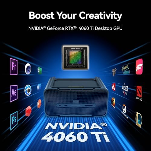 Khadas Mind Graphics Card RTX 4060 Ti Desktop GPU, 16GB GDDR6, External GPU Dock with Speakers for Laptop, Up to PCIe 4.0 x8,128 GT/s, HDMI 2.1a×2, USB4×1, Supports 4K & 8K Display via Thunderbolt 4/3
