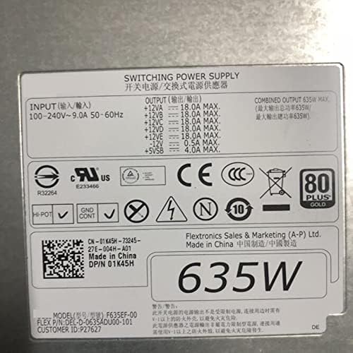 PSU for Precision T5600 T3600 635W Power Supply D635EF-00 F635EF-00 NVC7F DPS-635AB A 01K45H