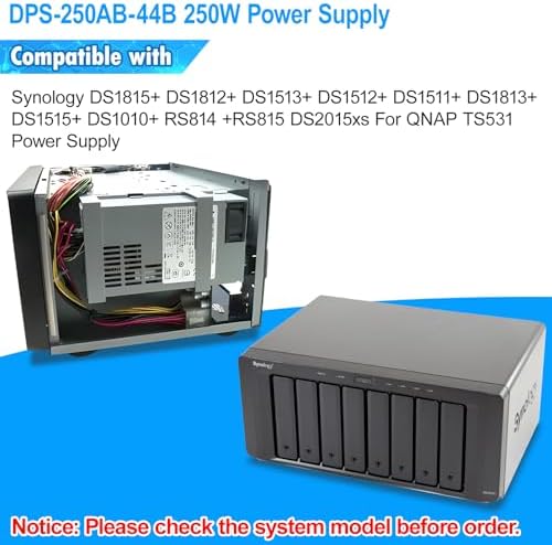 DPS-250AB-44B DS1815+ 250W Power Supply Compatible with Synology DS1815+ DS1812+ DS1513+ DS1512+ DS1010+ RS814 +RS815 DS2015xs DS1511+ DS1813+ DS1515+ QNAP TS531 DPS-250AB-44B Power Supply