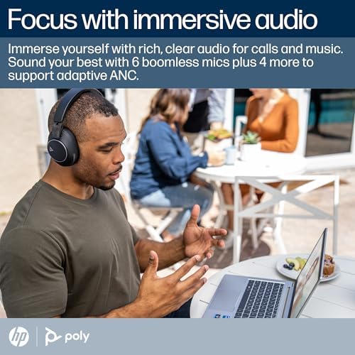 Poly Voyager Surround 80 UC Bluetooth Headset (Plantronics – Noise-Canceling Mics for Clear Calls – Adaptive ANC – Works w/iPhone, Android, PC/Mac, Zoom, Microsoft Teams (Certified –Amazon Exclusive