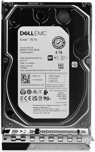 Dell 8TB 7.2K RPM SAS 12Gb/s 512e 3.5in Enterprise Hard Drive for: PowerEdge R340 R550xs R650 R560 R660 R860 T640 T150 T360 ME4024 C6420 MX5016s 0C5HD0 G16