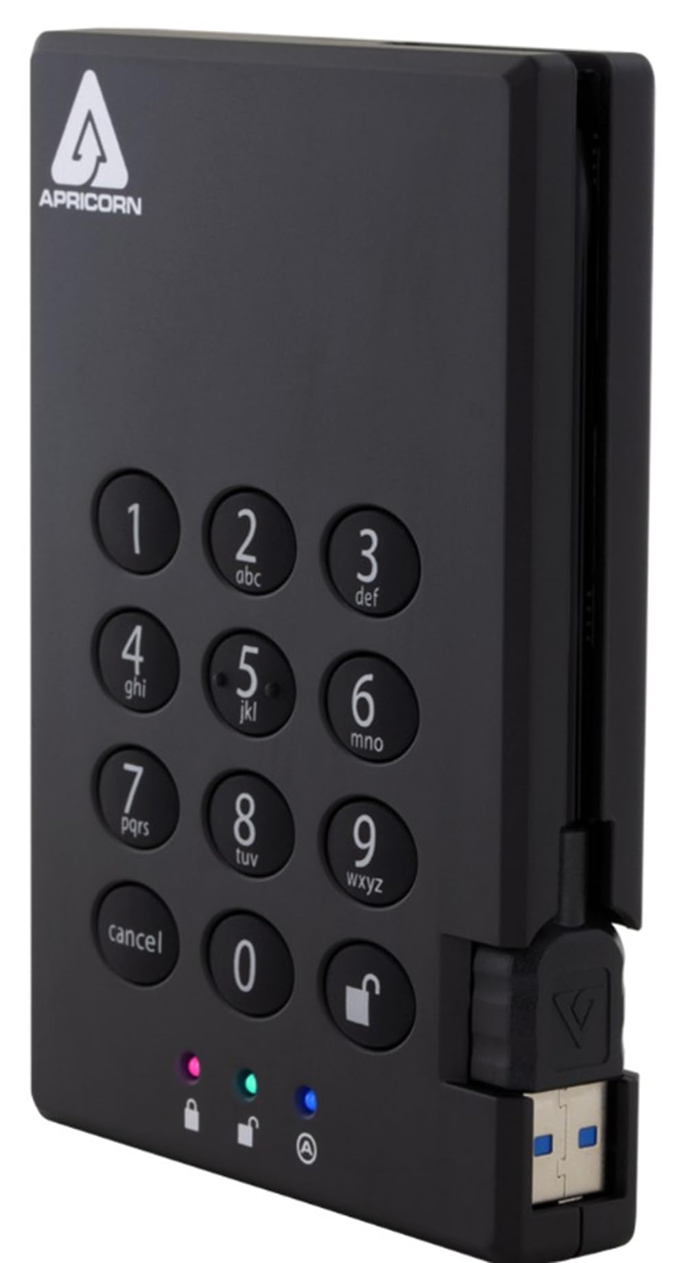 Apricorn 2TB Aegis Padlock USB 3.0 256-Bit AES XTS Hardware Encrypted Portable External Hard Drive (A25-3PL256-2000