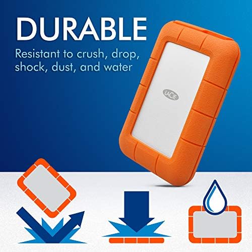 LaCie Rugged Thunderbolt USB-C 4TB External Hard Drive Portable HDD – USB 3.0 compatible, Drop Shock Dust Water Resistant, Mac and PC Computer Desktop Workstation Laptop, 1 Mo Adobe CC (STFS4000800