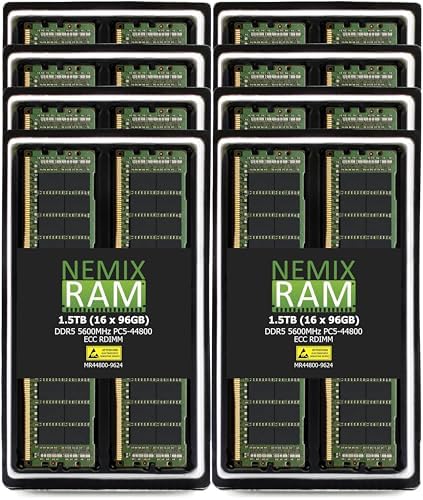 NEMIX RAM 256GB (1X256GB DDR5 5600MHZ PC5-44800 CL46 8Rx4 1.1V 288-PIN ECC RDIMM Registered Server Memory Compatible with Dell PowerEdge R760 Rack Server