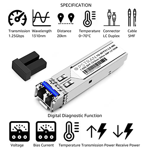 1000BASE-SX SFP Optical Transceiver Module Compatible with HPE Aruba J4858D J4858DCM JL745A Q8N53A ProCurve J4858C J4858B J4858A 850nm 550m DDM Duplex LC MMF 10pcs/Pack