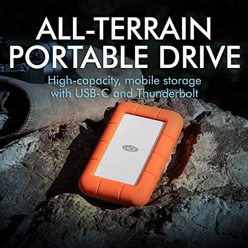 LaCie Rugged Thunderbolt USB-C 4TB External Hard Drive Portable HDD – USB 3.0 compatible, Drop Shock Dust Water Resistant, Mac and PC Computer Desktop Workstation Laptop, 1 Mo Adobe CC (STFS4000800