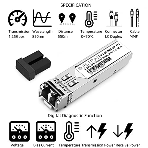 1000BASE-SX SFP Optical Transceiver Module Compatible with HPE Aruba J4858D J4858DCM JL745A Q8N53A ProCurve J4858C J4858B J4858A 850nm 550m DDM Duplex LC MMF 10pcs/Pack