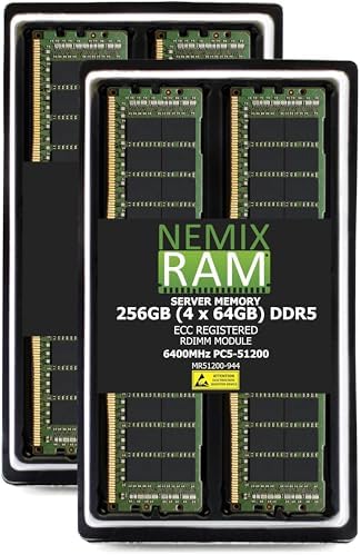 NEMIX RAM 32GB (1X32GB DDR5 6400MHZ PC5-51200 CL52 2Rx4 1.1V 288-PIN ECC RDIMM Registered Server Memory Compatible with Dell PowerEdge R470 Rack Server