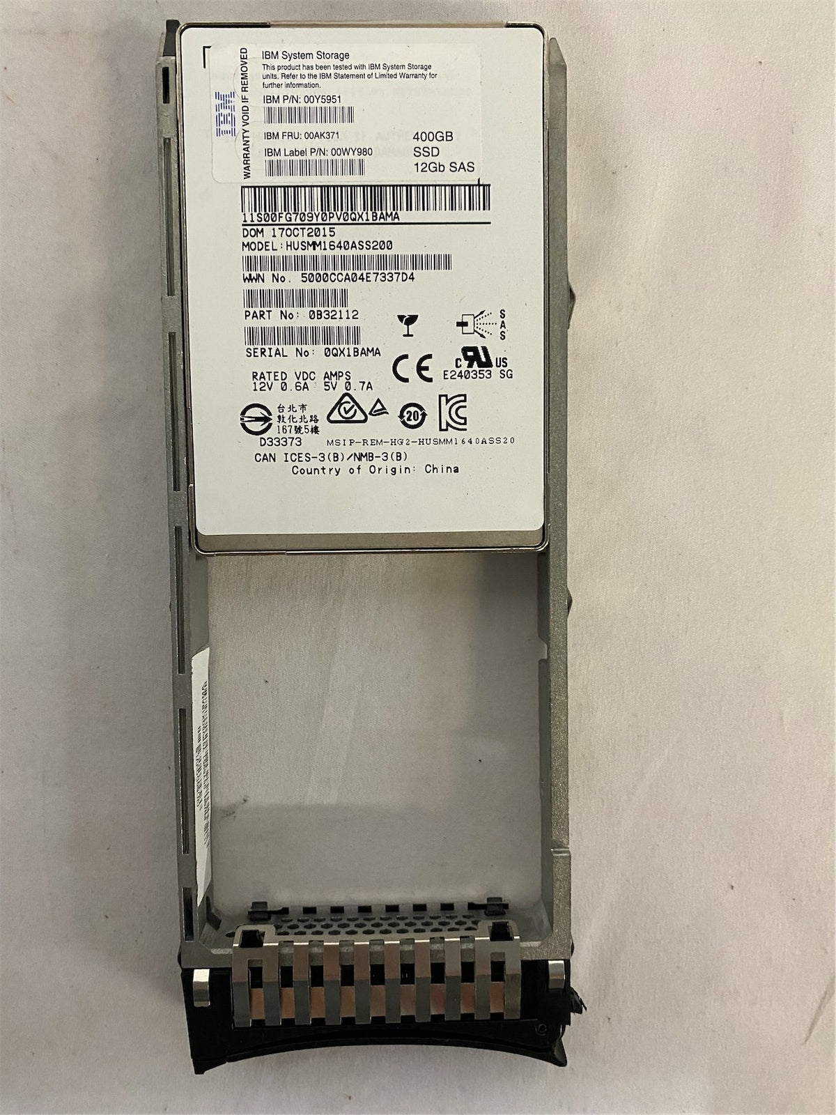 IBM 00Y5951 400GB SSD - Label View | Alo Tech Solutions