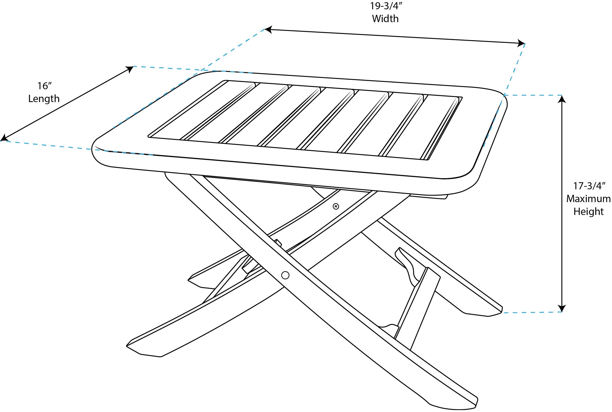 Whitecap 60028 Small Slat Top Adjustable Table