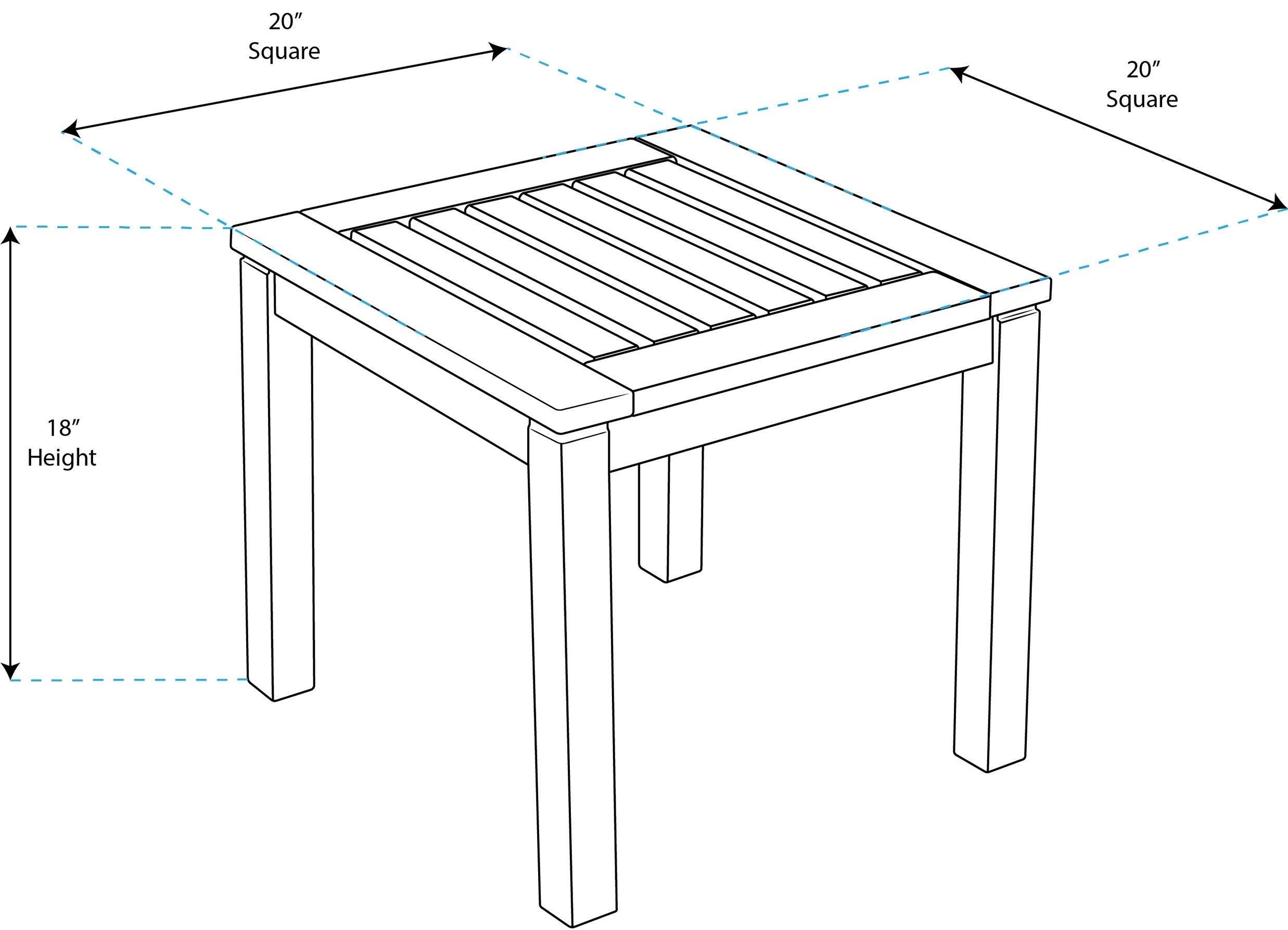 Whitecap WT60053 Briarwood Square Side Table