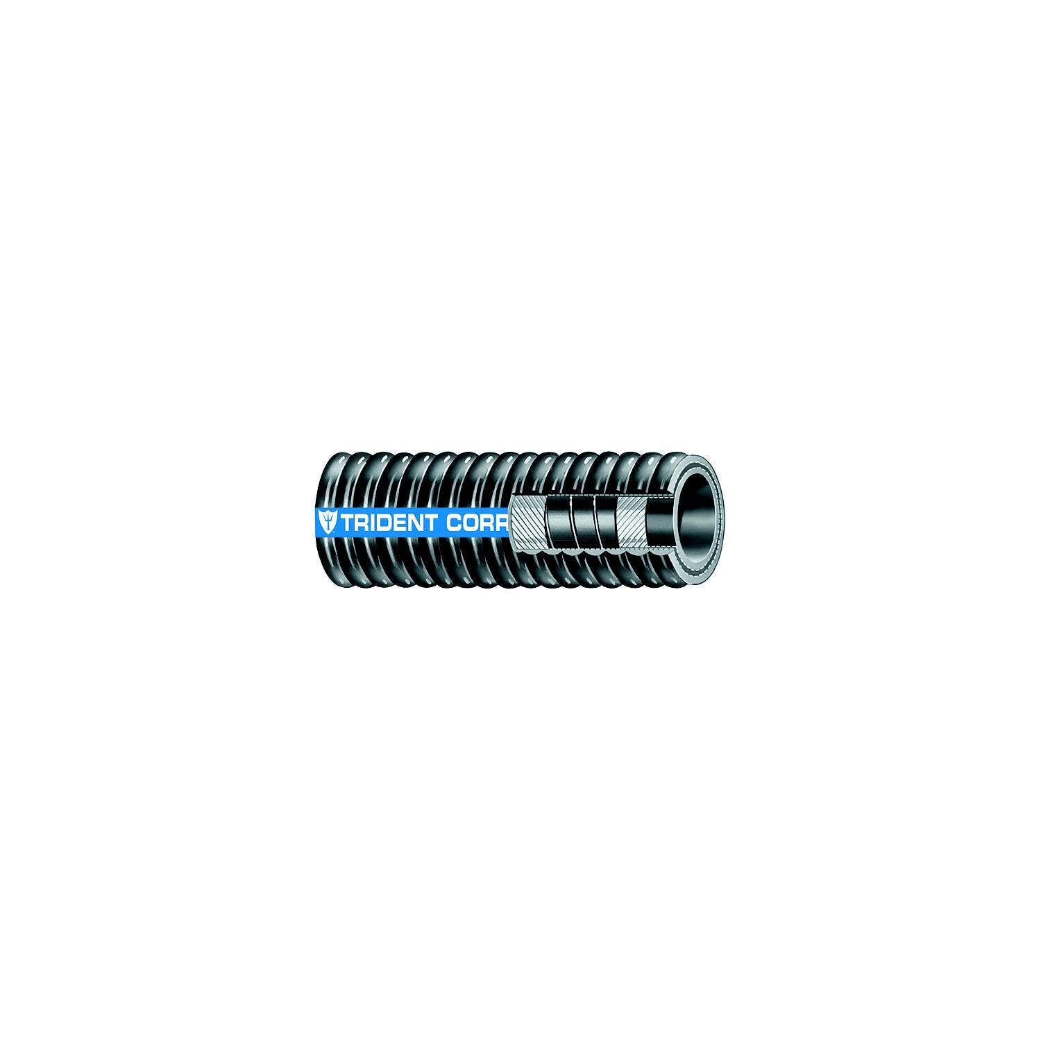 Trident Marine 252-2124 Trident Flex Corrugated Hardwall Exhaust Hose, 2-1/2" x 12.5'