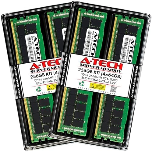 A-Tech 64GB Kit (2x32GB DDR4 2400MHz PC4-19200 ECC RDIMM 2Rx4 Dual Rank 1.2V ECC Registered DIMM 288-Pin Server & Workstation RAM Memory Upgrade Modules (A-Tech Enterprise Series