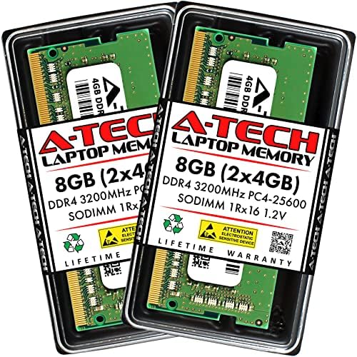 A-Tech 8GB DDR4 3200 MHz SODIMM PC4-25600 (PC4-3200AA CL22 Non-ECC Laptop RAM Memory Module