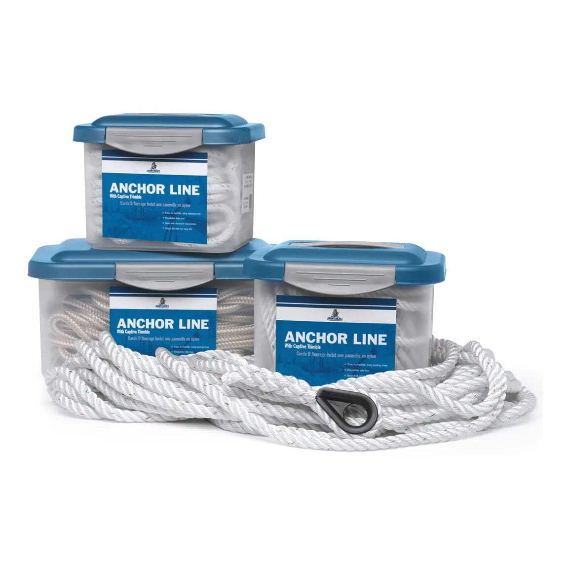 Samson Rope 603 024 010 083 Samson Pro-Set-3 Nylon Anchor Line, White w/ Red & Green Tracers