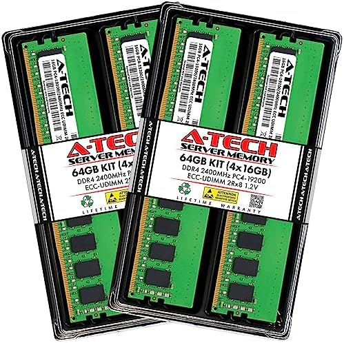 A-Tech Server 32GB Kit (2x16GB DDR4 2400MHz PC4-19200 ECC UDIMM 2Rx8 Dual Rank 1.2V ECC Unbuffered DIMM 288-Pin Server & Workstation RAM Memory Upgrade Modules (A-Tech Enterprise Series