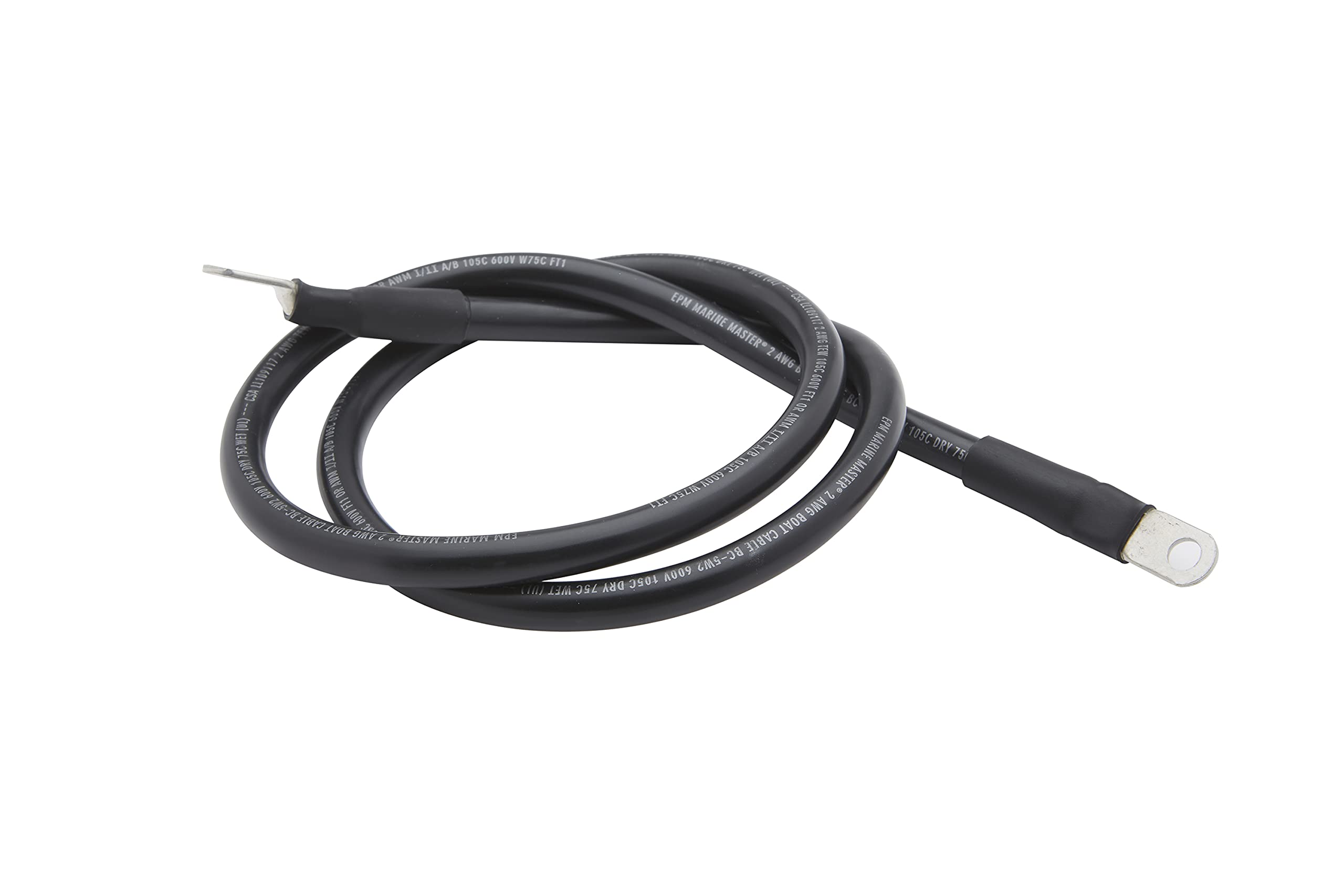 Seachoice 63003 Tinned Copper Battery Assembly, 2 AWG, Black, 4'