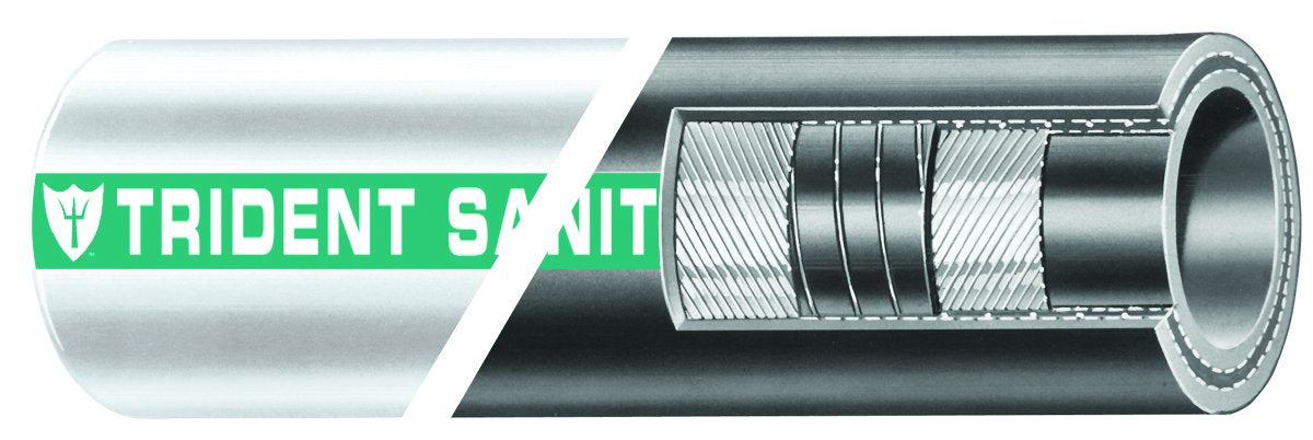 Trident Marine 102-1124 1-1/2 Sani Hose White Rubber