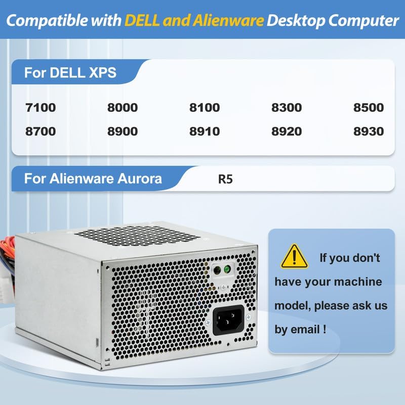 HU460AM-01 WC1T4 D460AM-03 460W Power Supply Compatible with dell XPS 7100, 8000, 8100, 8300 , 8500, 8700 , 8900 , 8910 , 8920 , 8930 , and Alien-Ware Aurora.