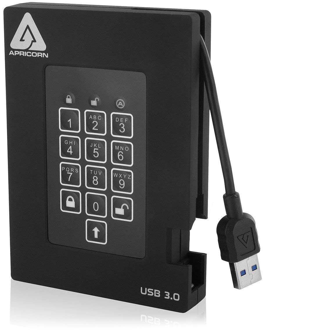 Apricorn 1TB Aegis Padlock Fortress USB 3.0 Encrypted Hard Drive with PIN Access (A25-3PL256-1000F and 128GB Aegis Secure Key 3Z USB 3.1 Encrypted Flash Drive with PIN Access (ASK3Z-128GB