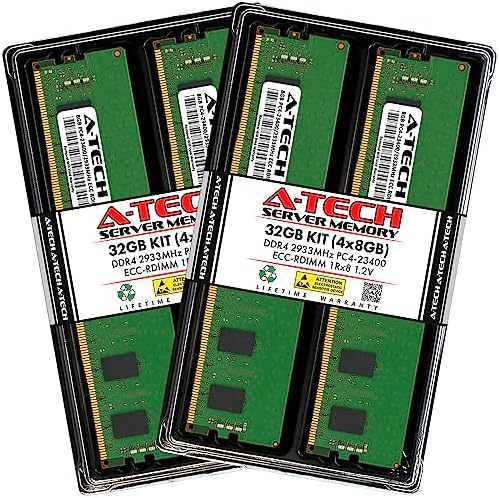 A-Tech 64GB Kit (2x32GB DDR4 2400MHz PC4-19200 ECC RDIMM 2Rx4 Dual Rank 1.2V ECC Registered DIMM 288-Pin Server & Workstation RAM Memory Upgrade Modules (A-Tech Enterprise Series