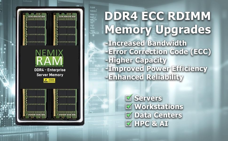 NEMIX RAM 32GB (1X32GB DDR4 2666MHZ PC4-21300 2Rx4 1.2V CL19 288-PIN ECC RDIMM Registered Server Memory Compatible with Supermicro MEM-DR432L-SL04-ER26