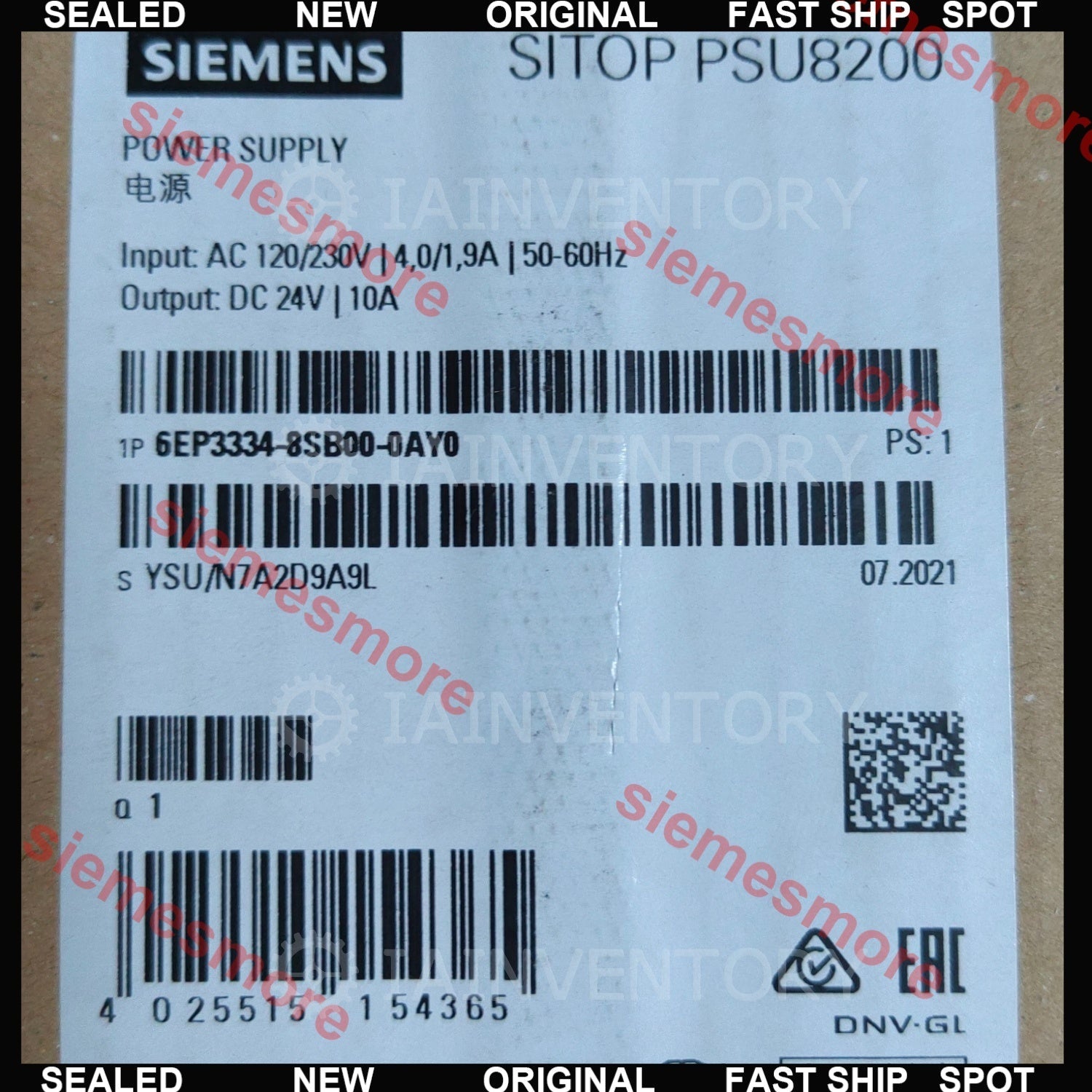 Siemens power supply 6EP3334-8SB00-0AY0 6EP3 334-8SB00-0AY0
